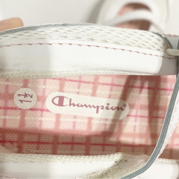 Champion White Leather and Mesh Slip On Strappy Sneakers Velcro Closure Sporty - Picture 11 of 12